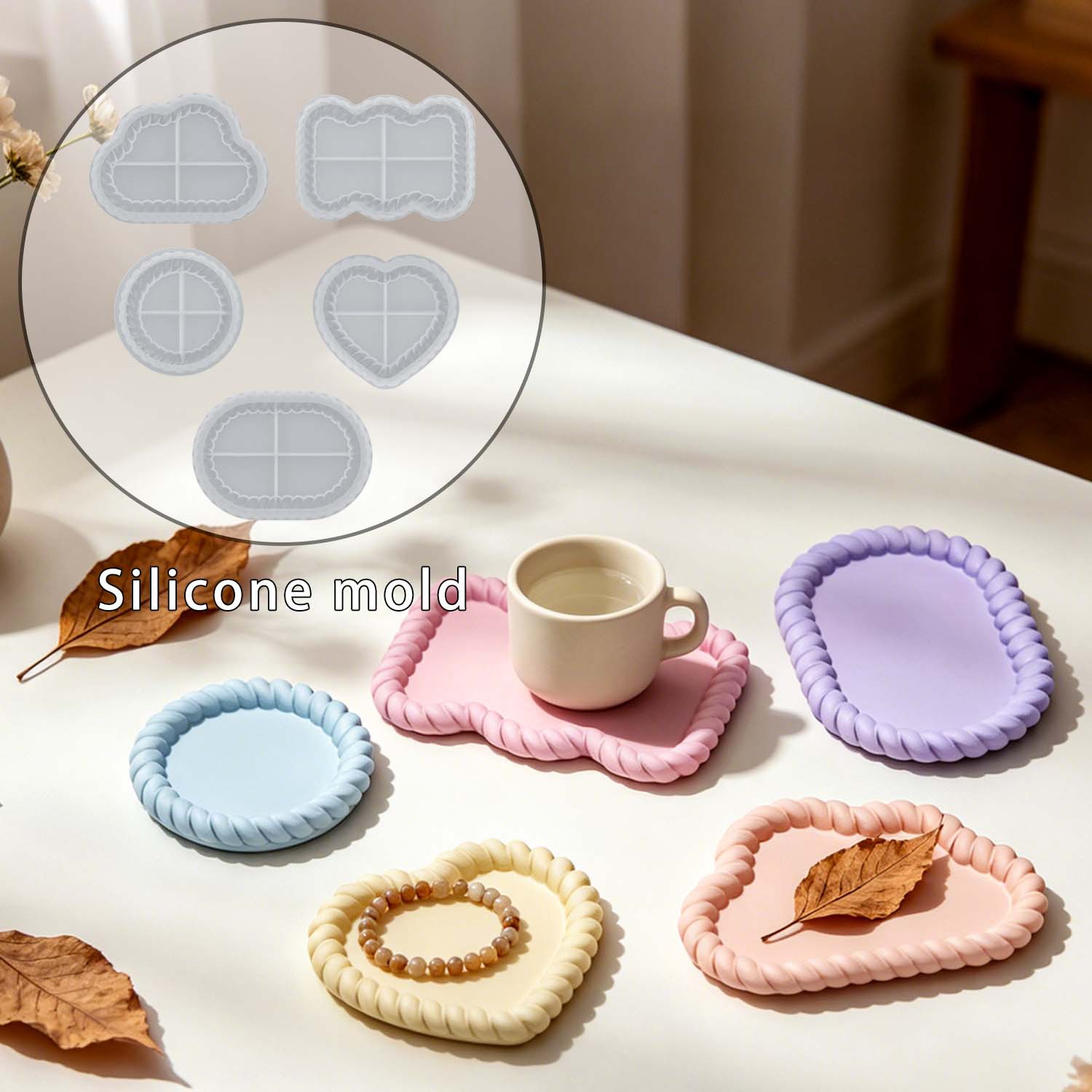 Serving Tray Mold - Różnorodne zestawy podkładek z juty, formy